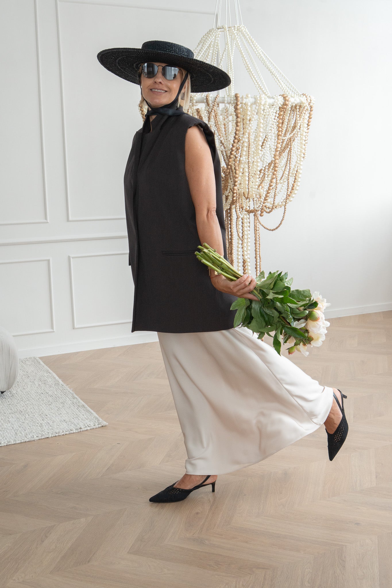 Bēšā tonī Premium satīna Slip svārki, maxi garums