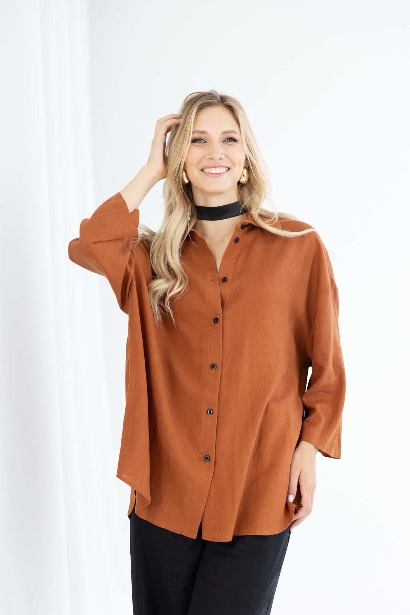 Lina krekls konjaka tonī