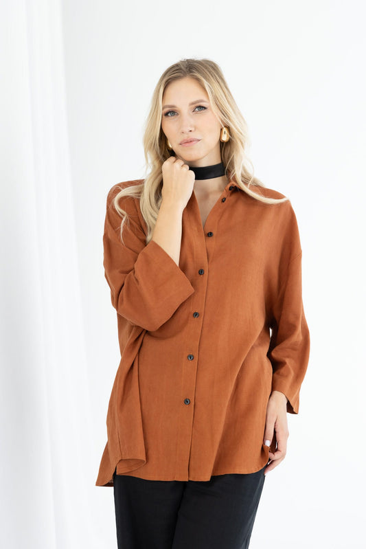 Lina krekls konjaka tonī