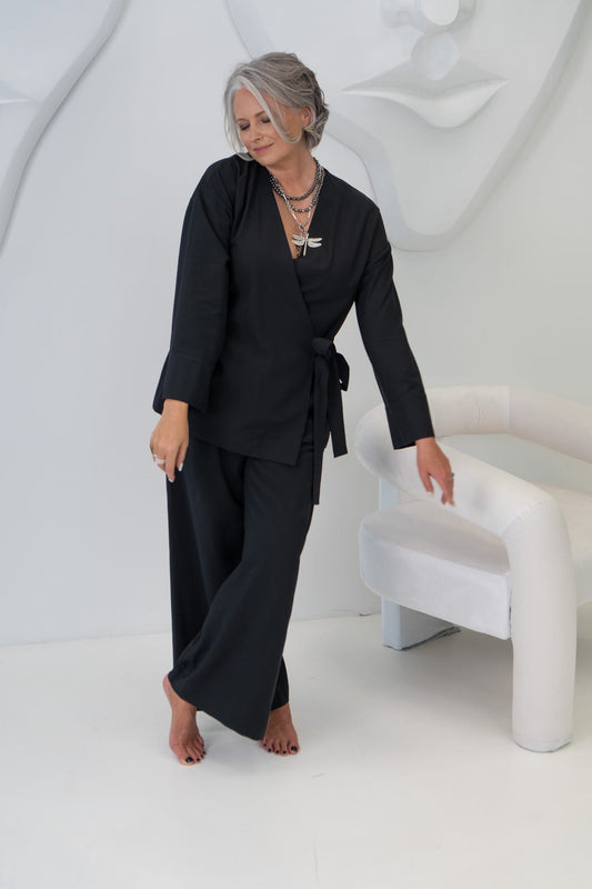 Kimono kostīms grafīta pelēkā tonī no Modāla tipa auduma